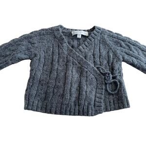 Elephantito Baby Blue Cable Knit Rabbit Hair Wrap Sweater size 3 months